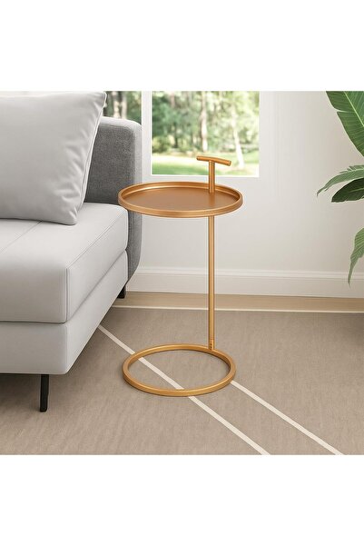 homejoyz طاولة جانبية من الحديد من أكاسيا أورا، مقاس 55 × 35 سم، ذهبي