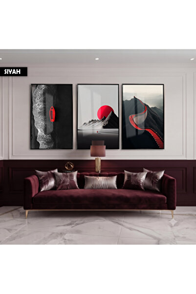 Harika bir ev Modern Bird's Eye View Landscape Concept with Burgundy Highligh...