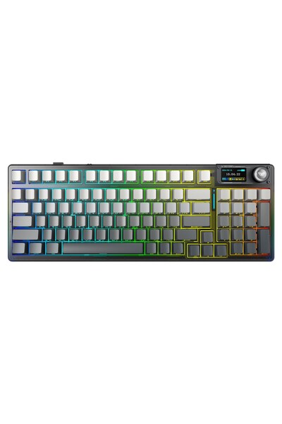 Aula F98 Pro V3 OLED Ekranlı Crystal Switch Makrolu Kablosuz RGB Hot-Swap Gas...