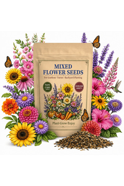 Bloom & Sow Seed مزيج من 100 بذرة من الزهور البرية - سهلة الزراعة على مدار ال...