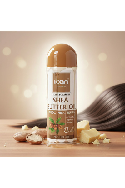 Ican London Hair Polisher Shea Butter Oil Smoothing Serum 207ml – Alcohol-Free Anti-Frizz Hair Serum for Smooth, Soft & Shiny Hair