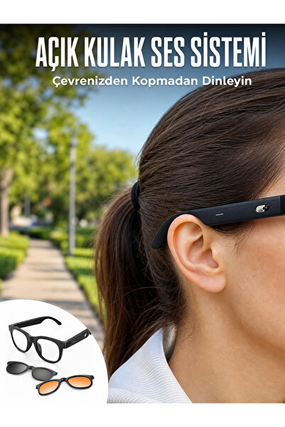 TinyBox Yapay Zekâ Destekli Akıllı Bluetooth Gözlük Açık Kulak Ses Sistemi Günlük Kullanıma Uygun Hafif Tasa