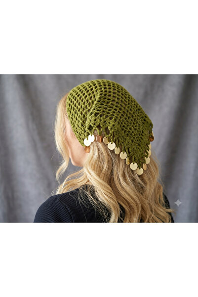 Barzey crafts Hand Knitted Sequin Hair Net Bandana - Bohemian Chic Ei Made Ha...