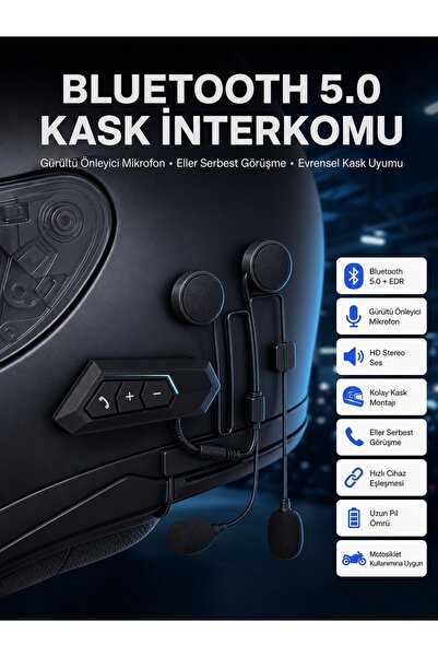 Intercom Bluetooth Kask Kulaklık Motosiklet Kulaklık 5.0 Bluetooth
