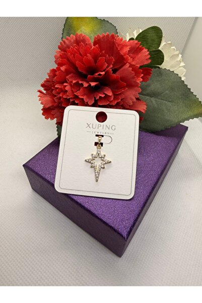XUPING JEWELRY KUYUM SERİ 14K RENGİ ZİRKON TAŞLI ÇELİK KOLYE UCU