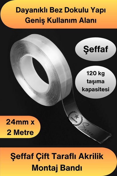 Svein #ÇiftTaraflıBant 120 Kg Taşıma Kapasiteli Şeffaf Çift Taraflı Akrilik M...