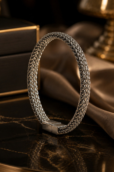 laria jewelry Double Mesh Chain Men's Steel Bracelet