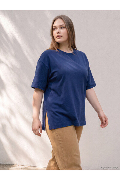 LC Waikiki Nevavm with Difference Big Size 100% Cotton Women's T-Shirt