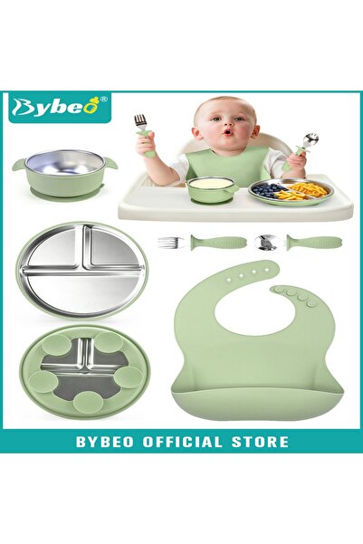 BYBEO طقم تغذية للأطفال مكون من 5 قطع، أطباق وأوعية من الفولاذ المقاوم للصدأ ...