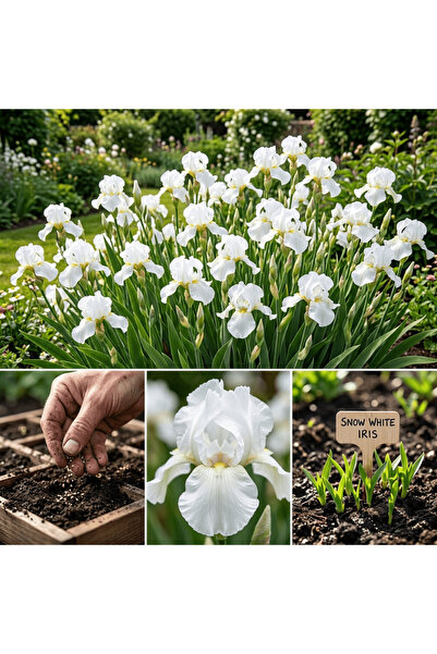Bloom & Sow Seed 100 بذرة من زهرة السوسن الألمانية البيضاء النقية - نبات متعد...