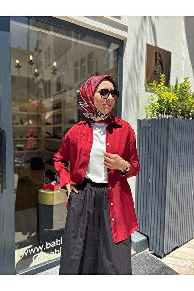 TERZİ DÜKKANI TD4765 Lilac Asetat Kadın Gömlek Kırmızı