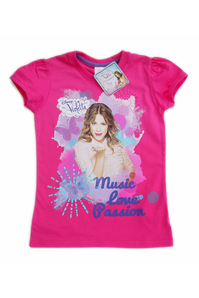 Disney Violetta Tricou fucsia 116-146 cu print mare și mâneci încrețite 100% ...