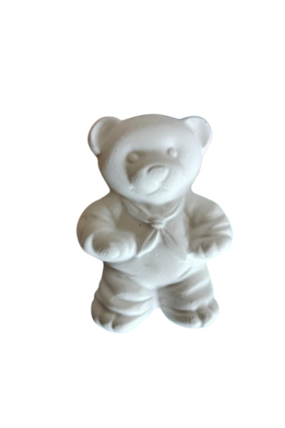 OEM Plaster figures for painting, Bear with tie, 8/6 cm