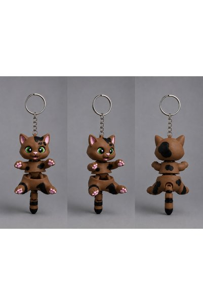 Generic Brand Keychain with Movable Cat Figure – 3D Printed Decorative Bag Or...