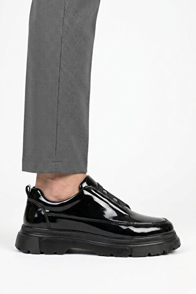 Zerenyus Zrk-703 Premium High Quality Black Patent Leather Elastic Casual Men...