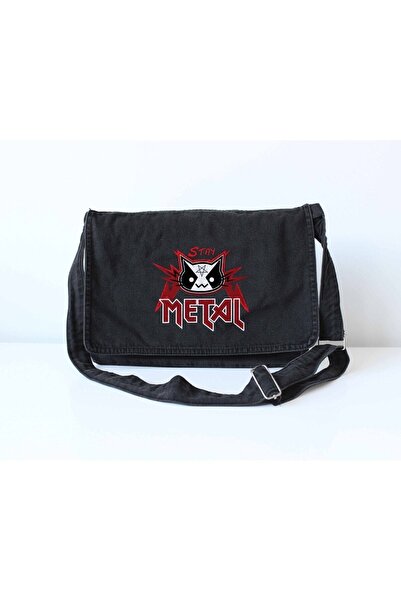 DENOKMODA Metallica Printed Denim Messenger Bag