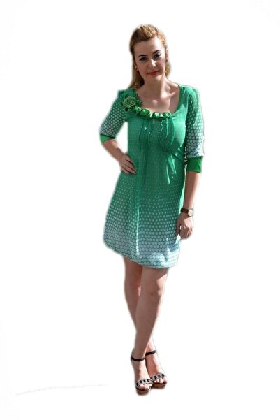 OEM Rochie chic verde, croi modern tip gogosar cu maneca trei-sferturi