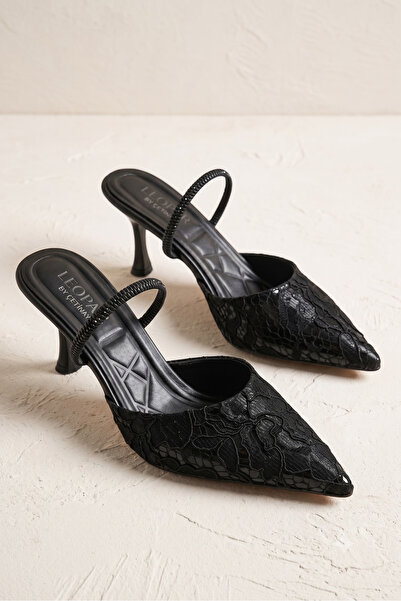 leopar by çetinay Women's Patent Leather Lace Embroidery Patterned Classic He...