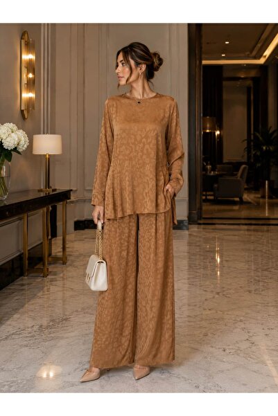 Zems Jakar Dokulu Geniş Kesim Camel Tunik