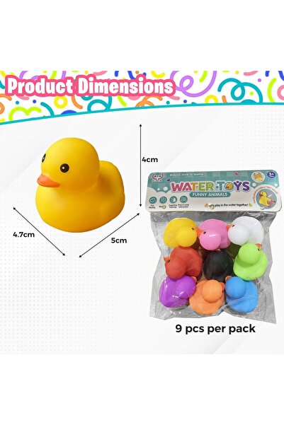 Home Smart Bath Duck Toys Set of 9 PCs Assorted Color for Children's Baby Shower Party Decoration for Toddlers Boys and Girls