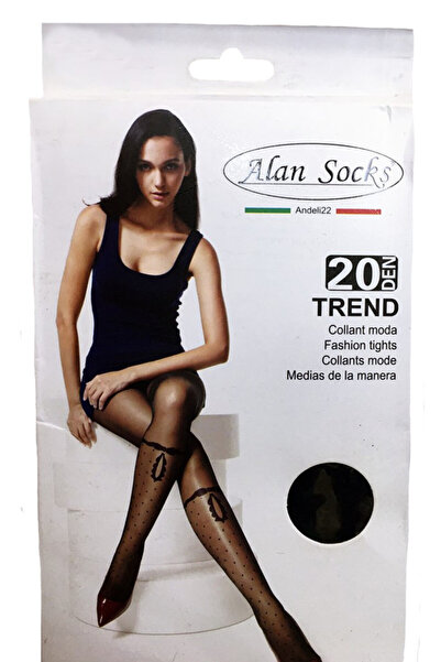 OEM Ciorap pantalon de 20 DEN, nuanta de negru cu model de buline