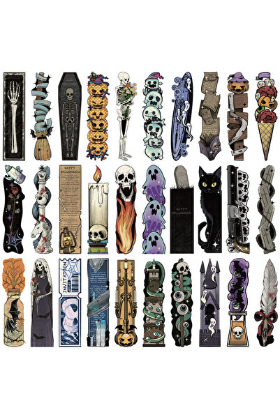 Choice 30pcs 30pcs Retro Horror Bookmarks Halloween Skulls Ghosts Suitable fo...