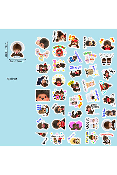 Choice ملصقات كرتونية 892X-Monchhichi Monchhichi، ملصقات لطيفة مقاومة للماء ل...