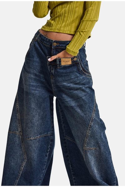 it's basic Blugi de damă, culoare denim, 2w6-8, croială tip butoi, croială super largă, design special, din denim