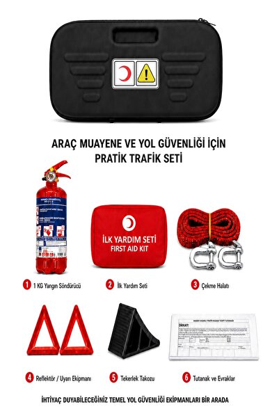 SerBugo Siyah Eva Çantalı Trafik Seti Ve 1 Kg Yangın Tüpü Yeni Mevzuata Uygun...