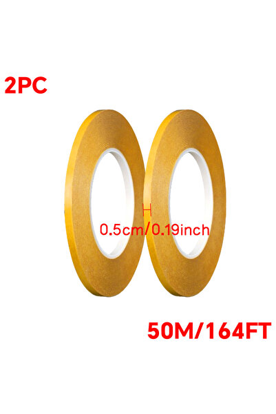 Choice4 5mmx50mx2pc Heat Resistant PET Double Sided Adhesive Tape 0.05mm Thic...