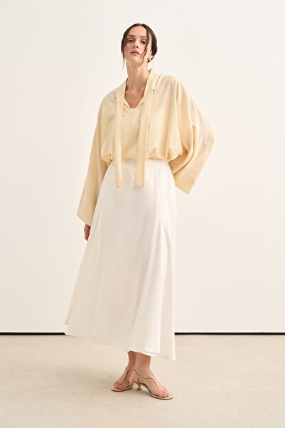 EBU Prive Women's Organic Cotton Segmented Flounce Skirt Ecru