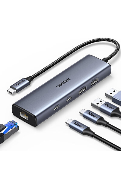 Ugreen Stație de andocare CM512 (45320) - USB-C la 2x USB-C, 2x USB, 1x RJ45 ...