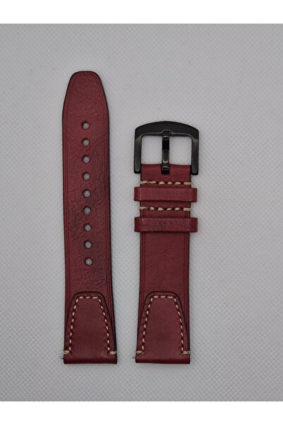 Genel Markalar 22mm Kırmızı Deri Saat Kayışı