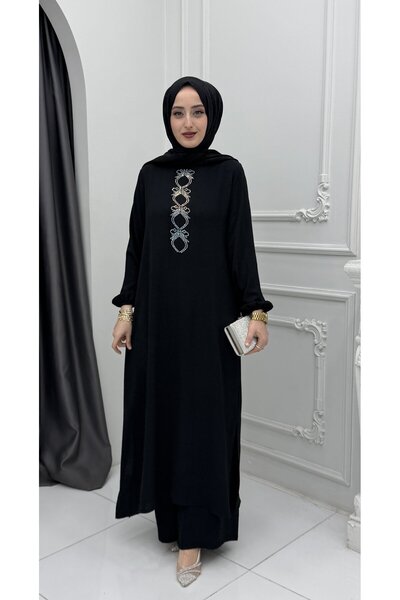 Generic Brand Gülçin Women's Black Suit, Hijab Suit, Daily Stylish Top and Bo...