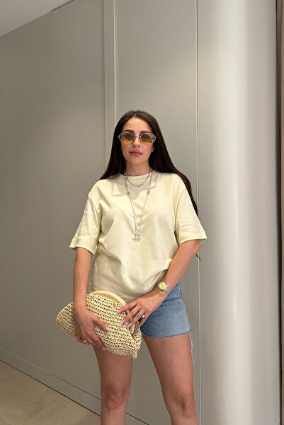 MAGARDE Tricou de bază cu mânecă scurtă, 100% bumbac - GALBEN