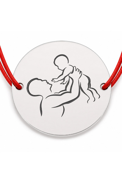Simoshop Brățară argint 925 cu bănuț tată și bebeluș, șnur reglabil — cadou p...