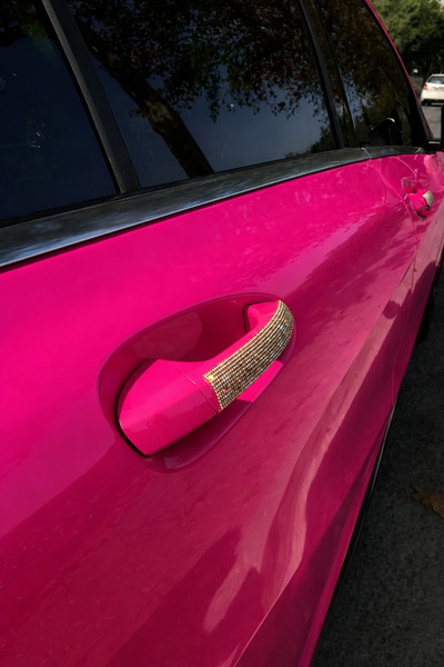 IŞILTI DESİGN Light Gold Stone Car Door Handle Ornament Stone 4 Pieces