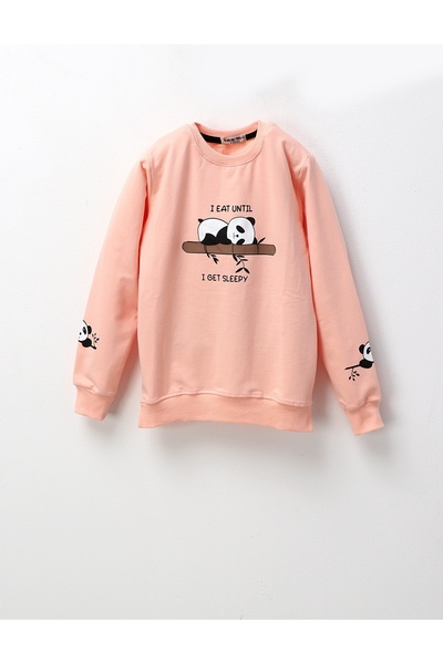 MiniKids Bluza I EAT UNTIL fetite, corai