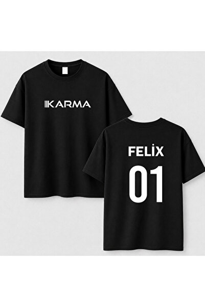 cesita Μπλουζάκι Stray Kids Karma Felix με στάμπα από βαμβάκι σε μαύρο χρώμα