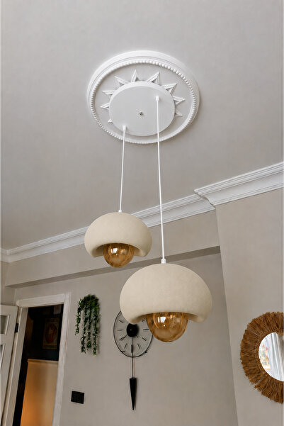 Limon 3D Desing 2'li Beton Görünümlü Sarkıt Avize Bohem Modern Salon Mutfak Y...