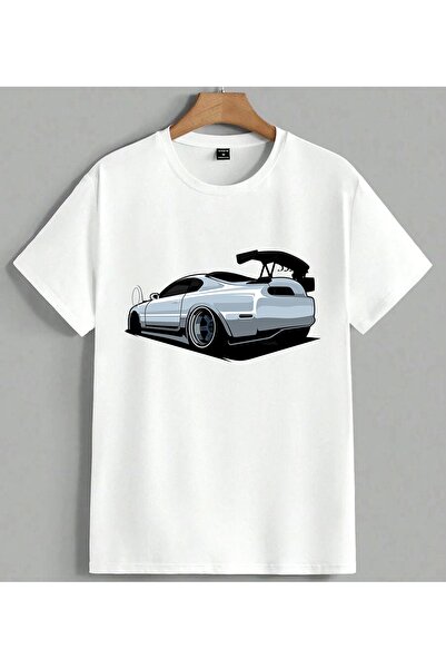 ELFERA Μπλουζάκι Unisex Oversize με στάμπα Sports Car Tuning, Λευκό