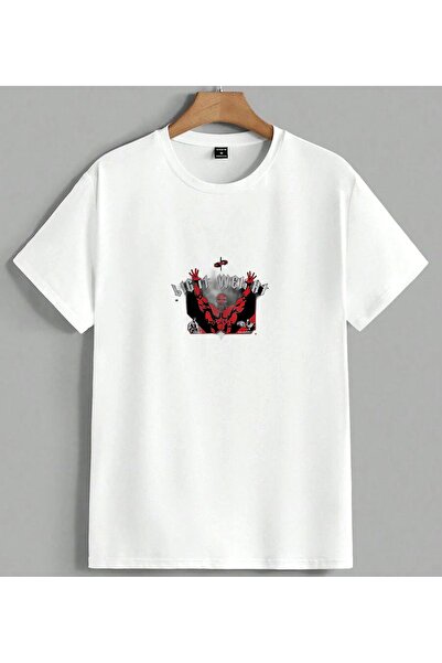 ELFERA Red Muscle Motivational Print Printed Unisex Oversize T-Shirt White