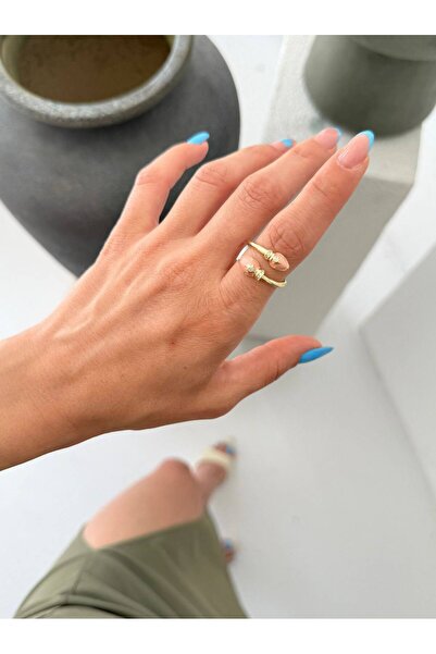 Cadera Jewelry خاتم روز أورا قابل للتعديل مرصع بالحجر الوردي