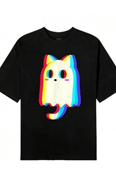 9TAY Versatile Universally Flattering, This Vaporwave Ghost Cat Halloween Tec...