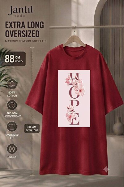 JANTIL MODA تي شيرت تونيك مطبوع عليه Flower Hope مطبوع عليه Flower Hope ذو يا...