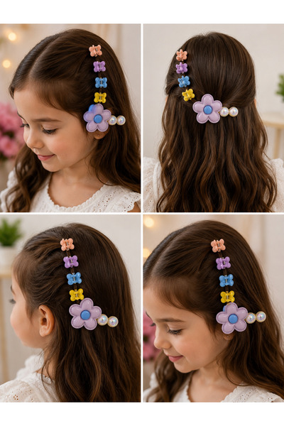 Bymiel Girl's Colorful Butterfly and Flower Figured Mini Hair Clips Set of 5