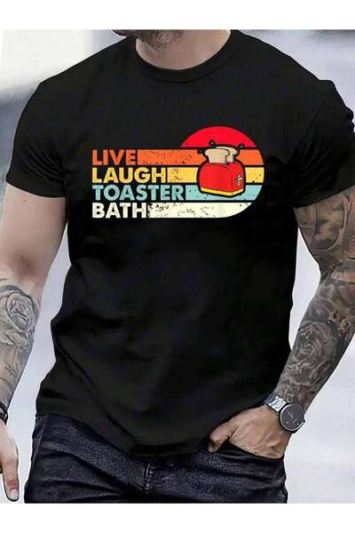4Car 100% Cotton Live Laugh Bath Retro Sunset Funny Toaster T-Shirt Men's Wom...