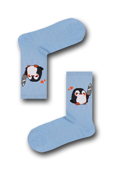 Neşeli Çoraplar Belalı Penguen Desenli Unisex Çorap