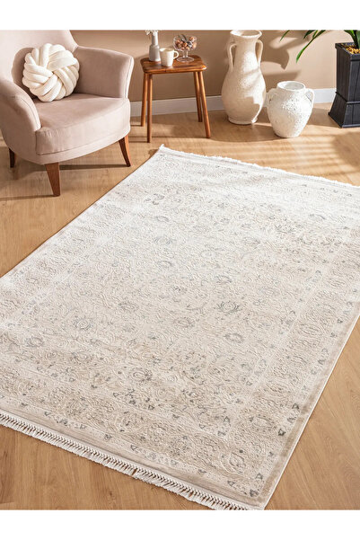 Tuğra Halı Defne DF06 160x230 Gri Polyester Büyük Salon Halısı Vintage Modern...
