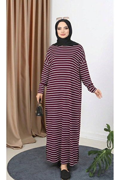 NİSUM MODA فستان قطن ممشط مخطط